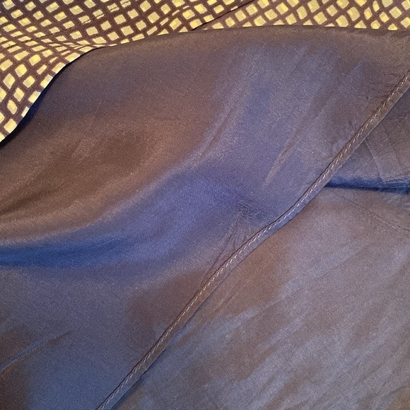 Banana Republic Geometric Silk Dress Flutter Sleeve Cream Navy Mid Blue size 4 - Picture 7 of 10
